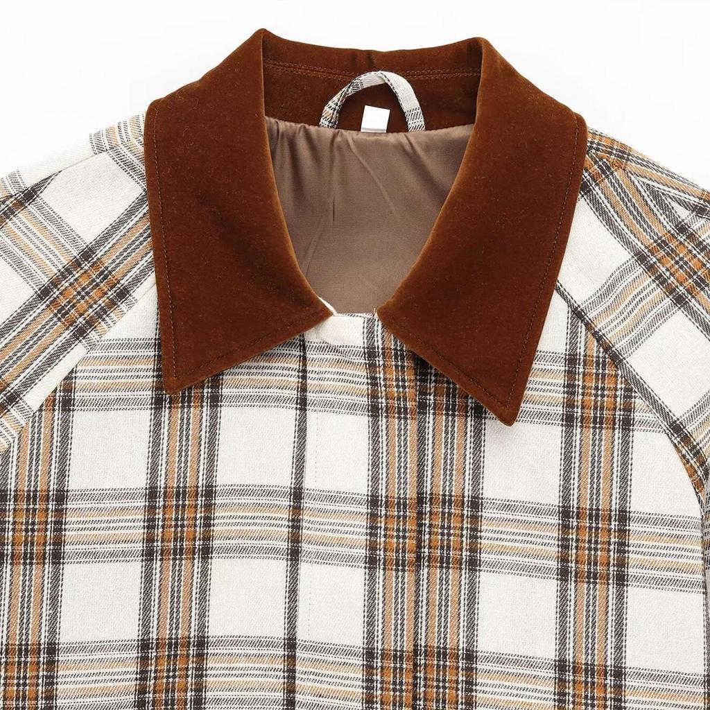 Spring 2025 Women's Versatile Plaid Lapel Short Jacket