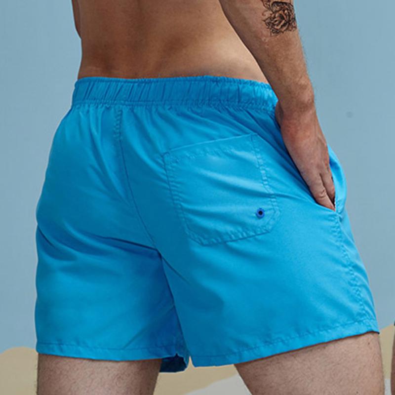 Men Shorts Quick-drying Beach Sports Casual Short Pants Solid Color Loose Swimming Fitness Cropped