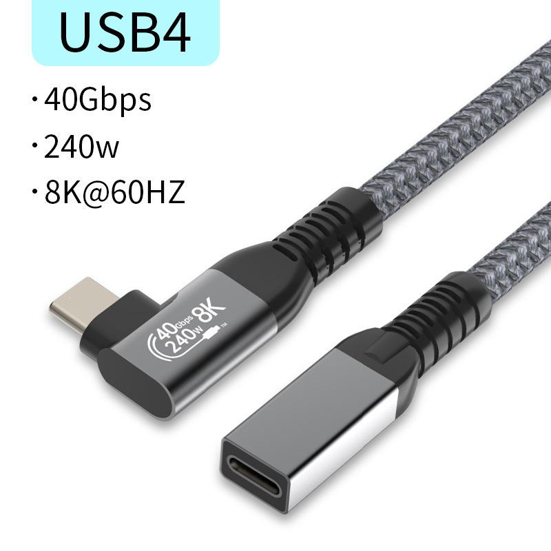 

Thunderbolt 4/3 USB4 Type-C Elbow Extension Cable, Male to Female, 240W Fast Charging, 40Gbps Data & Video Transfer 0.5 meters