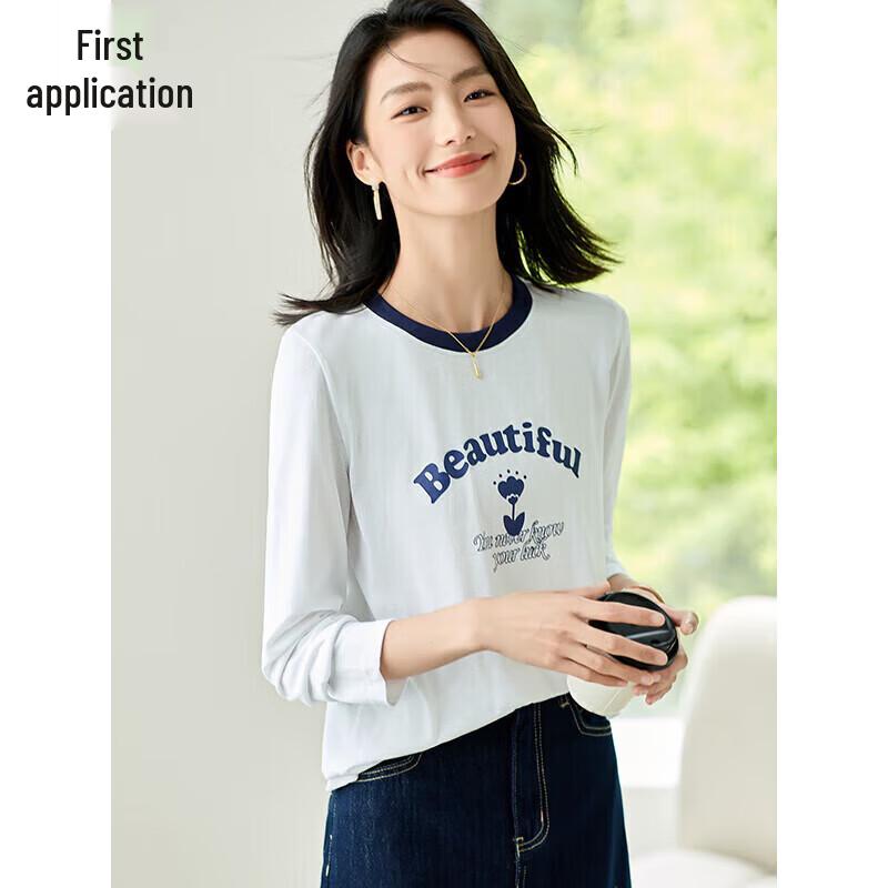 Chushen Women s Letter Print Long Sleeve T-Shirt L