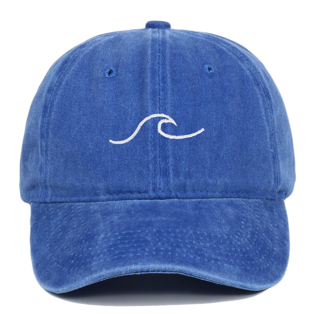 New Fashionable Ripple Wave Embroidered Water Washed Baseball Hat Outdoor Leisure Sunshade Hat