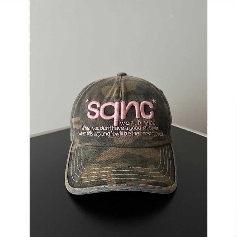 

Street Trend Brand Pink Letter Embroidery Camouflage Baseball Cap Couple Fashion Spice Girl Shade Camping Baseball Cap Adjustable зелёный