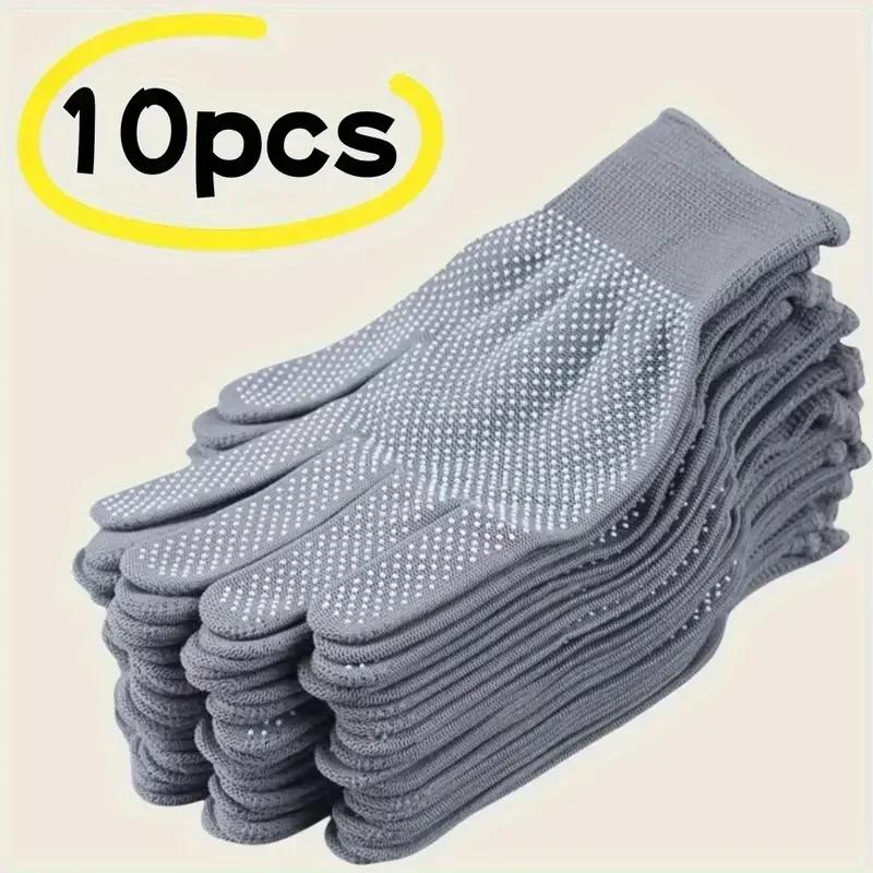 5Pairs Non-Slip Gloves Nylon Working Gloves Thin Wear-Resistant Anti-Skid Site Anti-Fouling Moving Brick Hands Protective