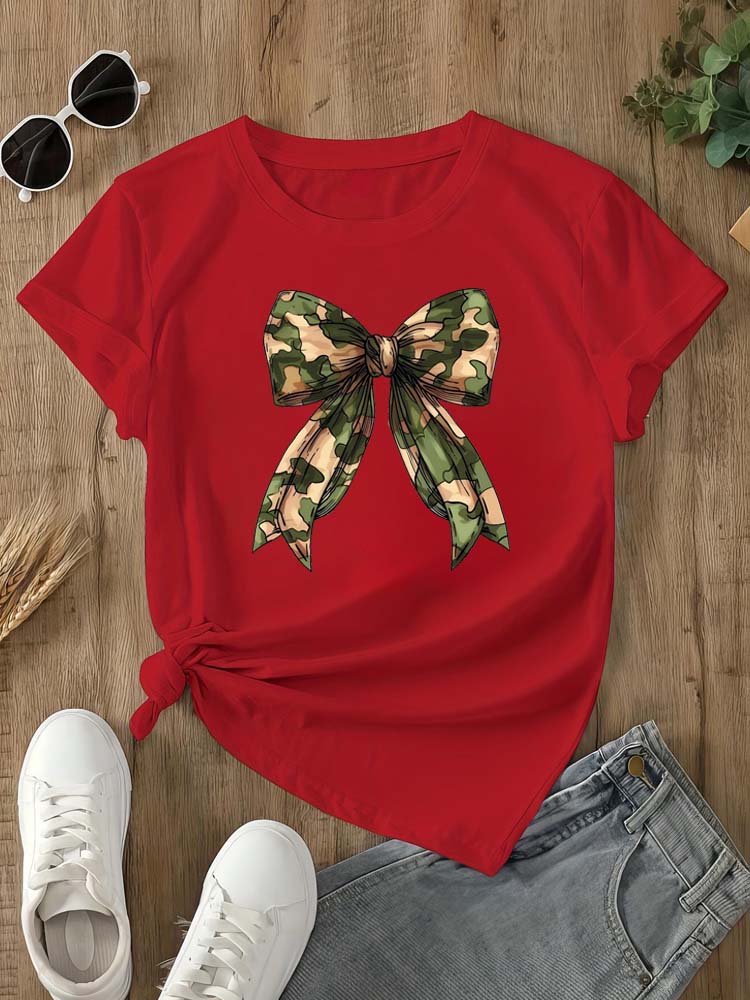 Summer New s Leopard Print Bow Short Sleeve Print Clothing Womens TShirt Harajuku Graphic Clothing Womens Top Tee
