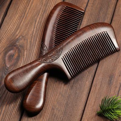 Unisex Sandal Ağacı Tarak Kadın Erkek Ev Seyahat Ahşap Anti-Statik İnce Dişli Tarak Ahşap Saplar Saç Tarağı