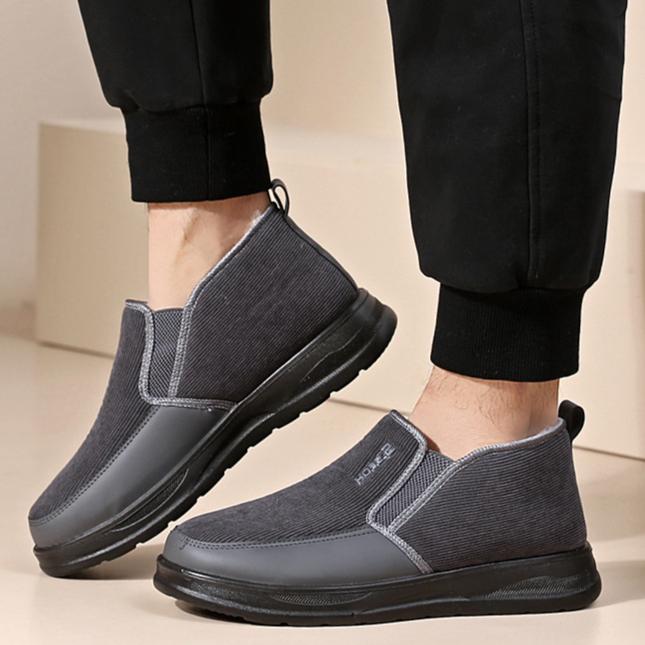 Cotton Shoes Middle-aged Elderly Men's New Plush Warm Anti Slip Snow Boots Outdoor Work Travel Leisure Shoes