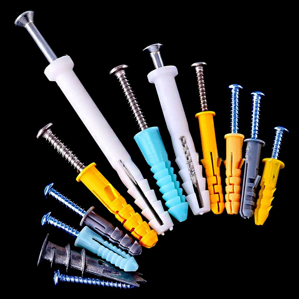 220Pcs Wall Plugs and Screws Set Drywall Anchors and Wall Screws Plastic Expansion Drywall Plugs and Self Tapping Screws