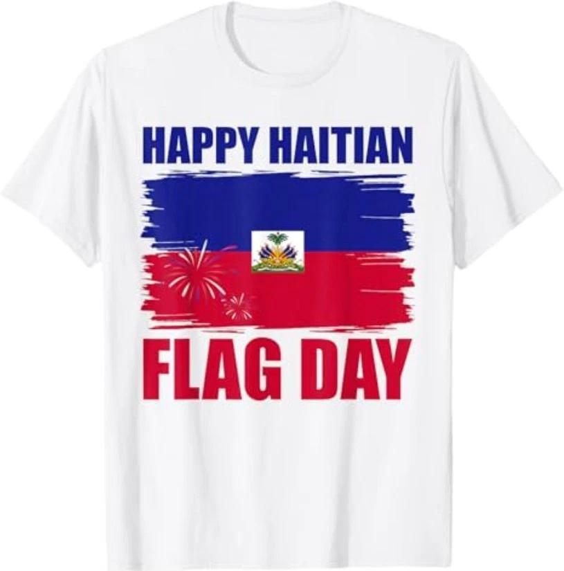 Fireworks Happy Haitian Flag Day Haiti Pride Men Women T-Shirt 4XL