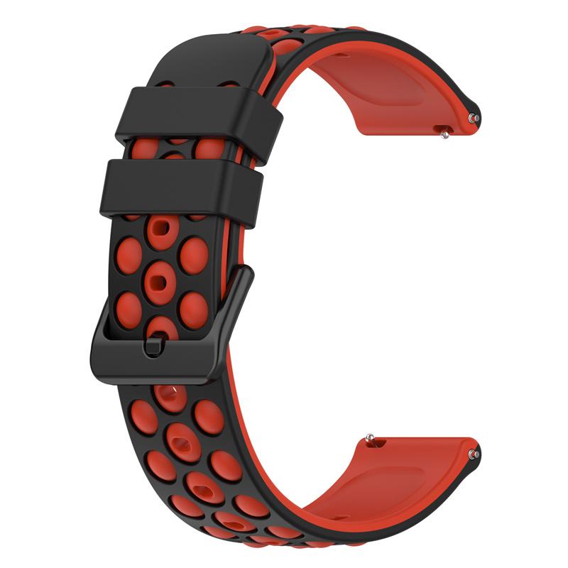 

For Samsung,Huawei,Huami,Garmin,Polar Universal Watch Strap Silicone 22mm Watch Band with Multi Round Holes Black/Red