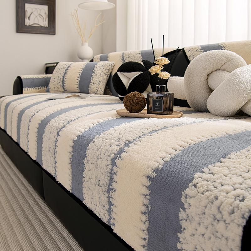 Autumn And Winter Shu Cotton Velvet Sofa Cushion Plush Skin-Friendly And Warm Seat Cushion Advanced Sense Non-Slip Cover  New Cover