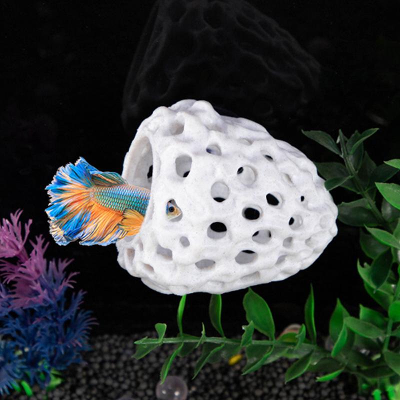 Shrimp Hides for Aquarium Shrimp Fish Tank Decoration Betta Fish Hide Cave for Small Fish Porous Stable Aquarium Hideouts Cave