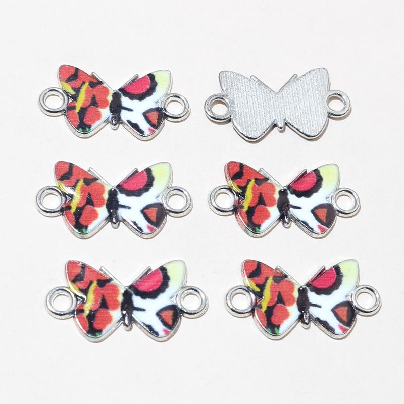 10pcs 14x16mm Acrylic Butterfly Charms Alloy Metal Charm Pendant For Necklace Bracelet DIY Jewelry Making Accessories Findings