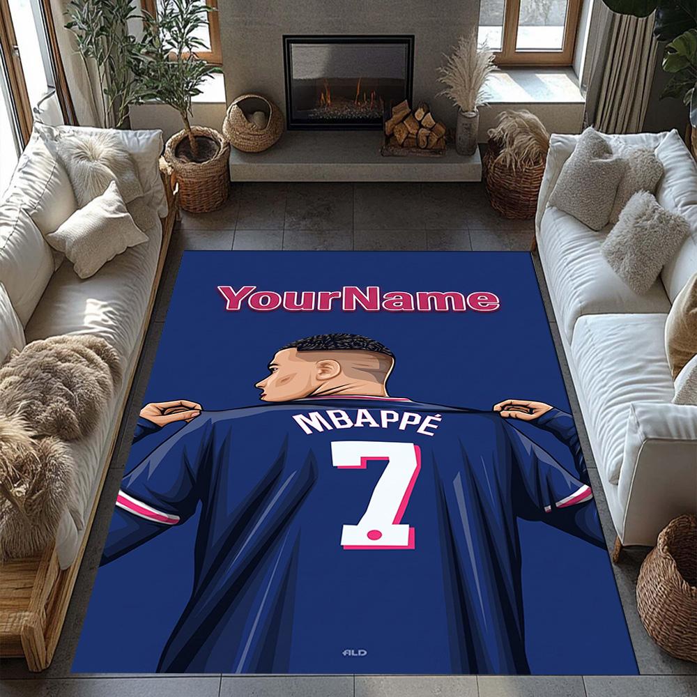 Mbappe 211 Customized Name Floor Mat Perfect for Living Rooms Outdoor Study Room Dormitory Antislip Carpet Decorate Offices Best for Christmas