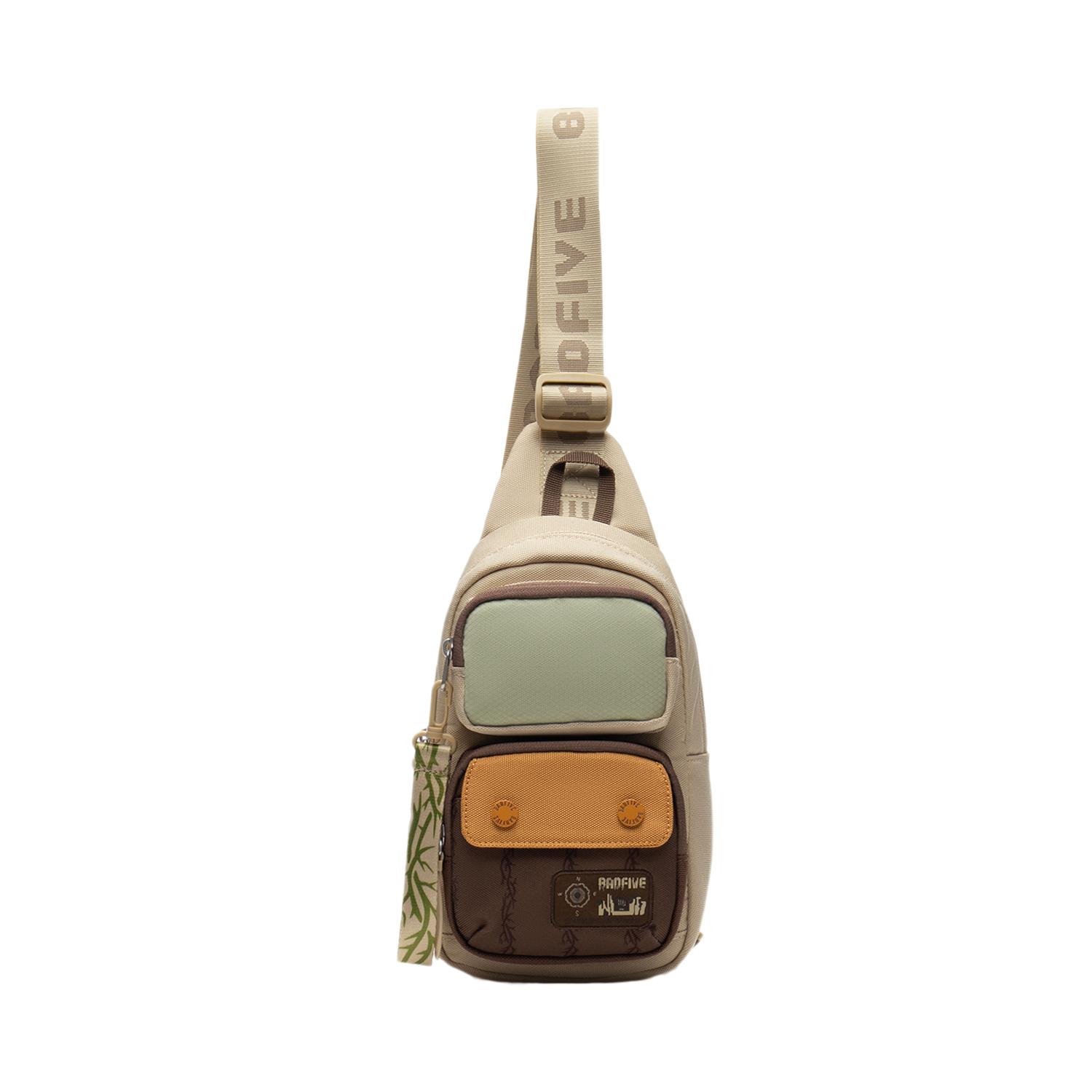 Li Ning Badfive Polyester One Shoulder Crossbody Fanny Pack Regular Unisex Dark Brown/Khaki ABDS363-7 One Size