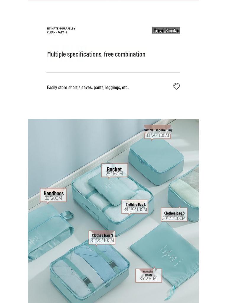 Seven-Piece Travel Storage & Packing Cube Set for Clothes