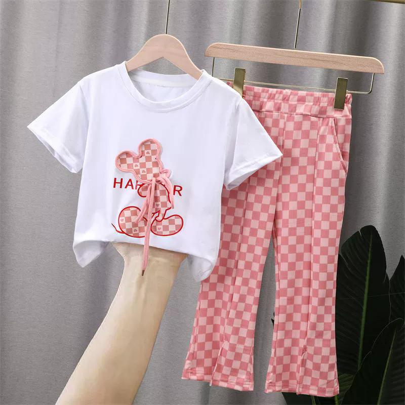 Girls Clothing Sets Summer Kids Fashion T-Shirts Suits Print Short Sleeve Tops+Pants 2Pcs Children Sweet Outfits 2-10 Years