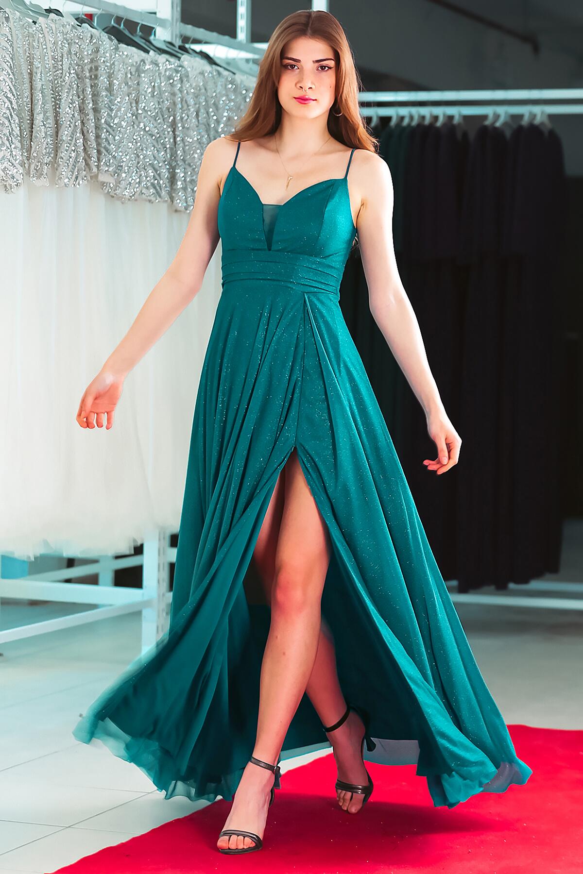 

Женское блестящее длинное вечернее платье с веревочным ремнем