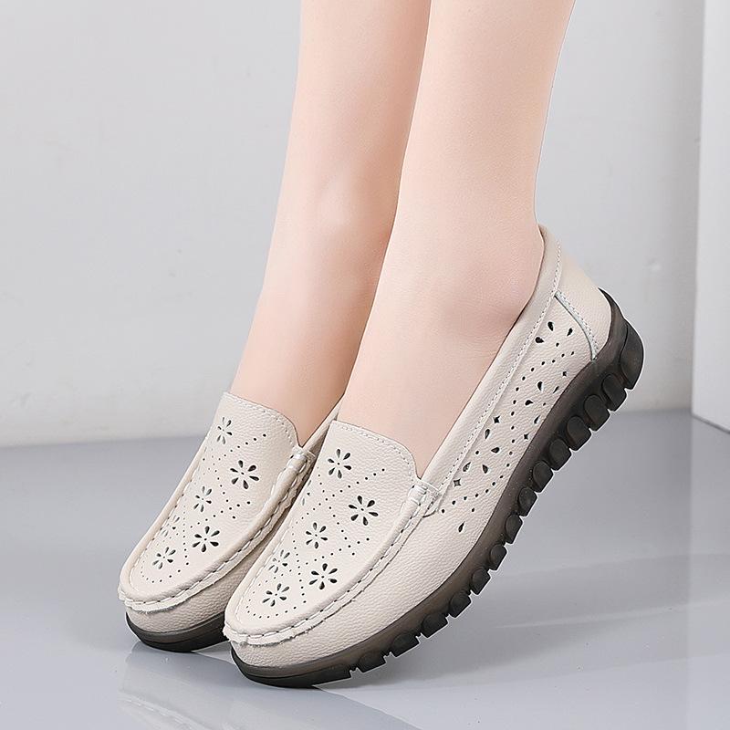 Autumn Leather Soft Sole Fashion Casual Women's Single Shoes Comfortable Non-slip Wear-resistant Mother Shoes Versatile Doudou Shoes Women