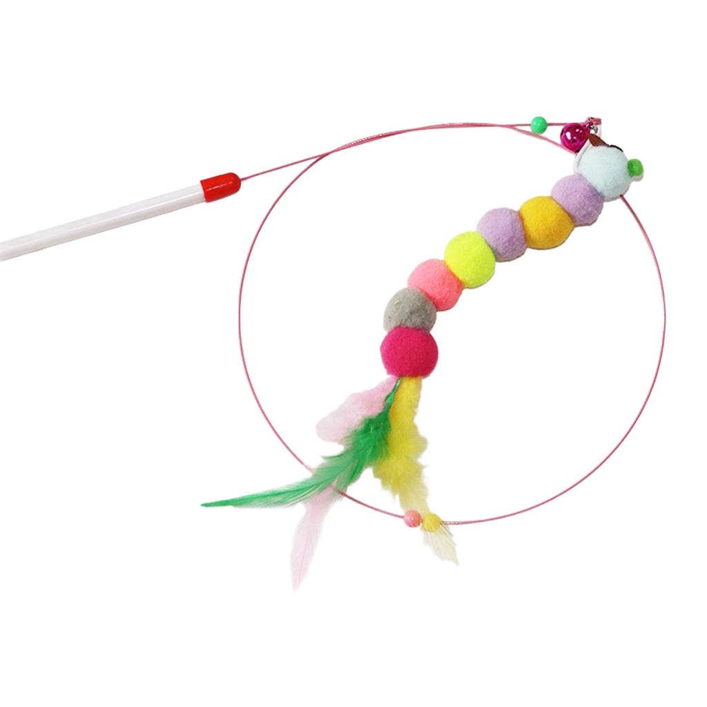 Durable Chew Proof Cat Toy with Bell Feather Wand Flexible Steel Rod Interactive Kitten Play Teaser for Indoor Entertainment