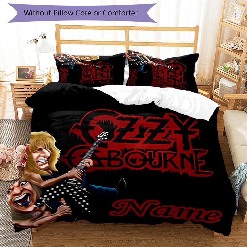 3pcs Custom Name Rock Ozzy Osbourne Bedding Set Duvet Cover Closure Includes 1 Duvet Cover & 2 Pillowcases for All Seasons Bedroom Decor