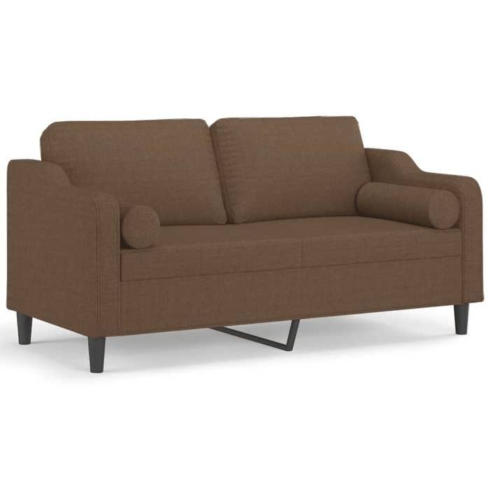 VidaXL Canapé 2 places avec oreillers décoratifs marron 140 cm tissu, canapé, causeuse, canapé de salon, canapés, canapé 3200848