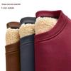 Men's Lambswool Round Neck Pullover - Hoodless, Velvet-Lined, Solid Color, Loose Fit, Autumn/Winter Warm Top