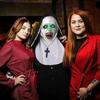 Maschera luminosa suora valak nun horror costume halloween croce led