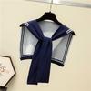 Koreanischer College Navy Streifen Wolle Strick Schulterumhang Geknotet Warm Überlappendes Tuch Damen Sommer Halstuch T56