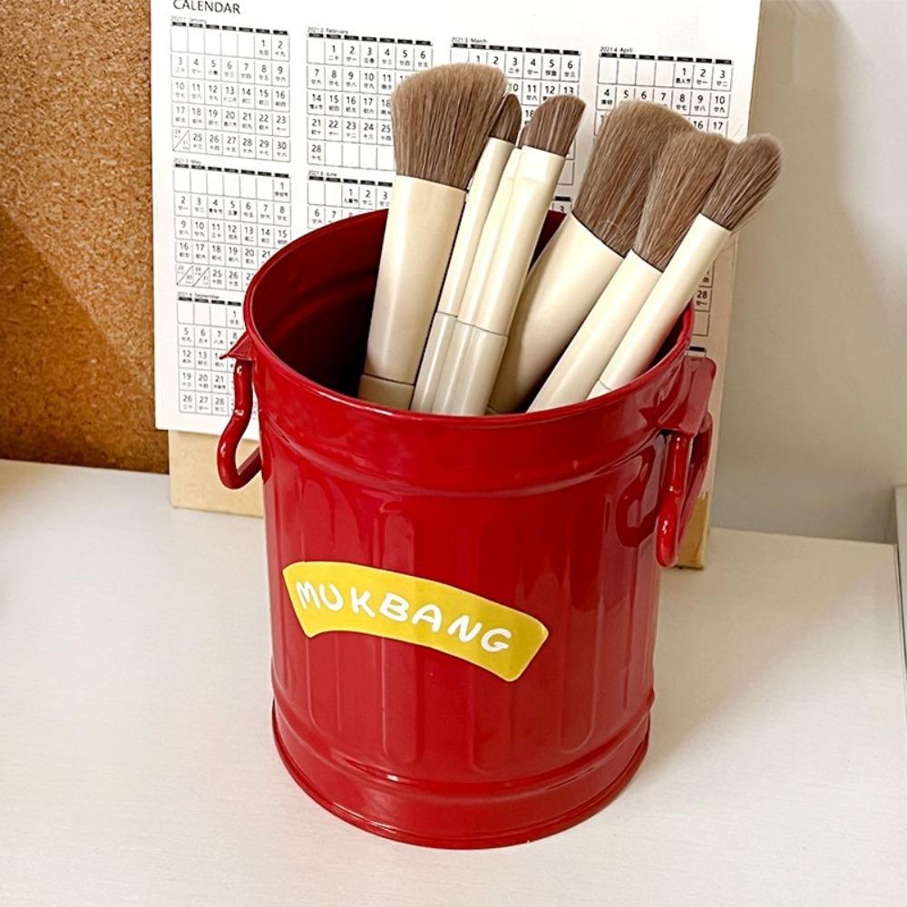 Stationery Large Capacity Desktop Storage Box Lovely Iron Bucket Iron Pen Holder Pen Organizer