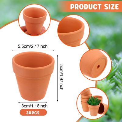 30 Piezas Maceta Mini de Terracota Cerámica Maceta Grande de 2.17 Pulgadas Mini Maceta de Arcilla Mini Maceta de Arcilla Pequeña Con Agujero de Drenaje Suculenta