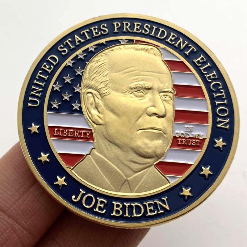 Zlatá mince, 2020 Biden Pozlacená pamětní mince, Sběratelská mince, Zlatá mince s postavou, Pamětní odznak mince