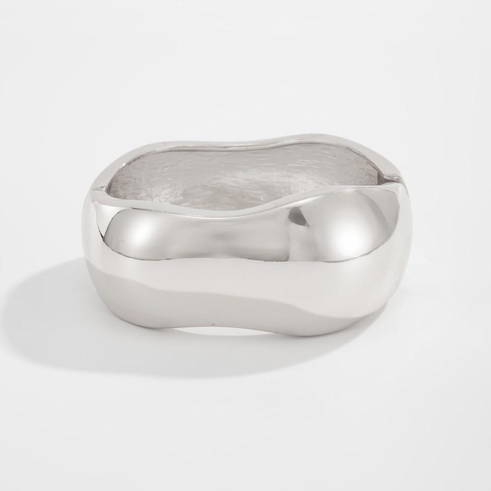 Zinc Zinc Zinc Alloy Simple Metal Bracelet Textured Wide Side Bangle Charms Exaggerated Bracelet Daily