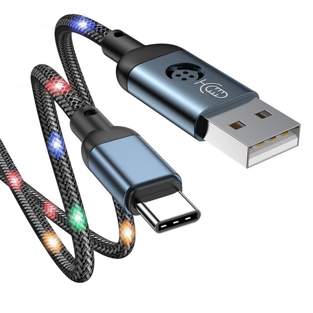 

USB Type C Голосовое управление Flash USB-кабель IOS Голосовое управление Светящийся кабель для передачи данных Мобильный телефон Type C