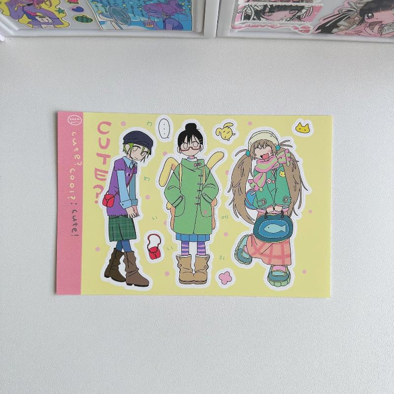 1 Sheet Kawaii Cartoon Character Decals Korean Cute Girl Stickers Hand Account Planner Diary Notebook Diy Decorative Sticker
