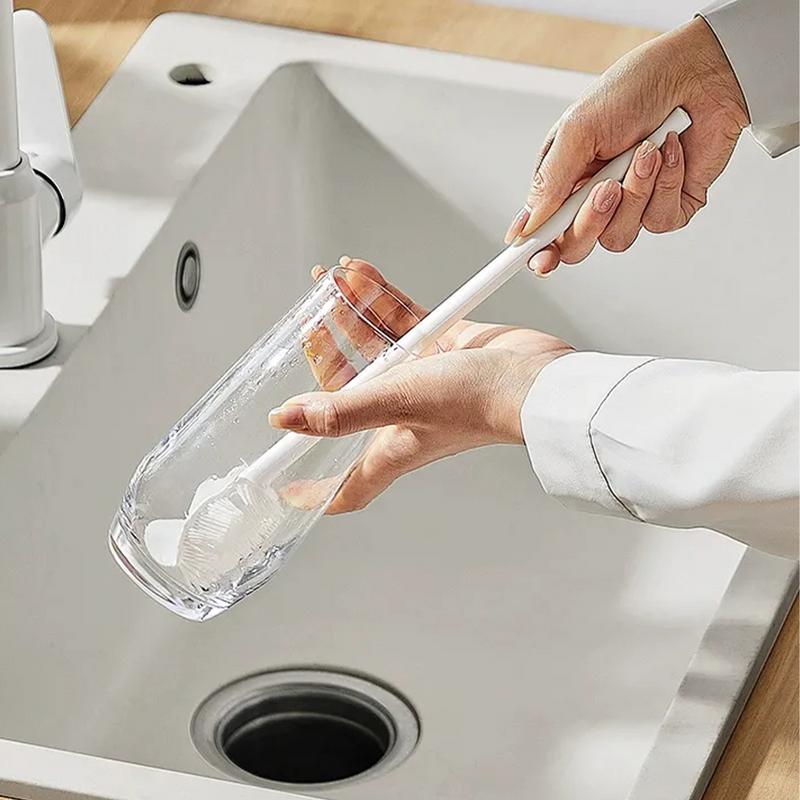 Silicone Bottle Brush 3 Pieces Foldable Bottle Cleaner With Long Handle Household Cleaning Tool For Baby Feeding Breast Pump