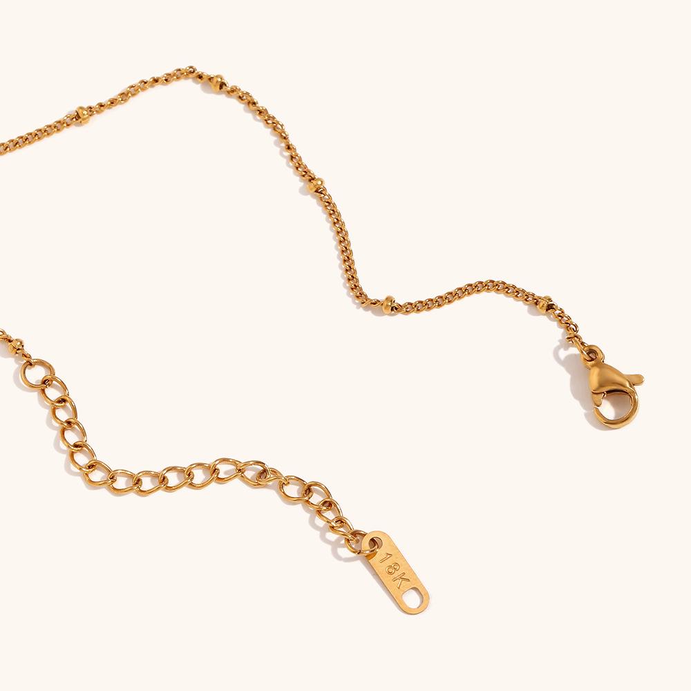 18K Gold Plated Cross Pendant Necklace with Zirconia Beads for Women