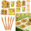 Pokemon Pikachu Party Paper Plate And Cup Set With Cartoon Print For Birthday Celebrations
