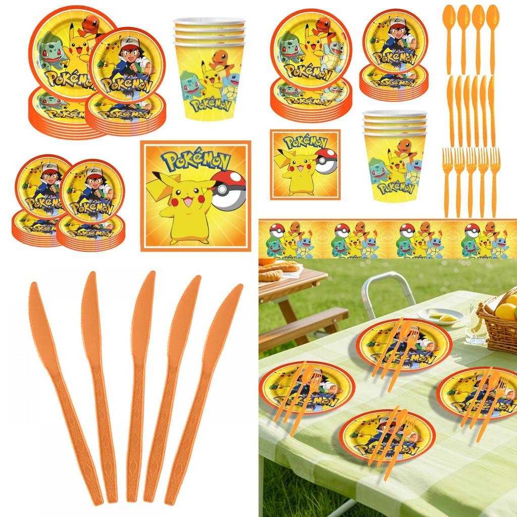 Pokemon Pikachu Party Paper Plate And Cup Set With Cartoon Print For Birthday Celebrations