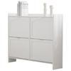 Modern Shoe Cabinet, with 4 Flap Compartments, Open Shelves, for Entrance Area or Hallway, White, Dimensions: W110/H90/D24 cm(OLD SKU:N657P201550W)