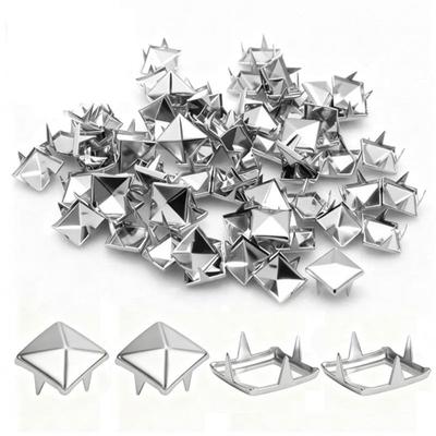 SHGO-Silver Metal 10Mm 4-Prong Square Spikes- 500PCS Pyramid Studs, For Crafts, Punk Style Rivets For Clothing Decoration