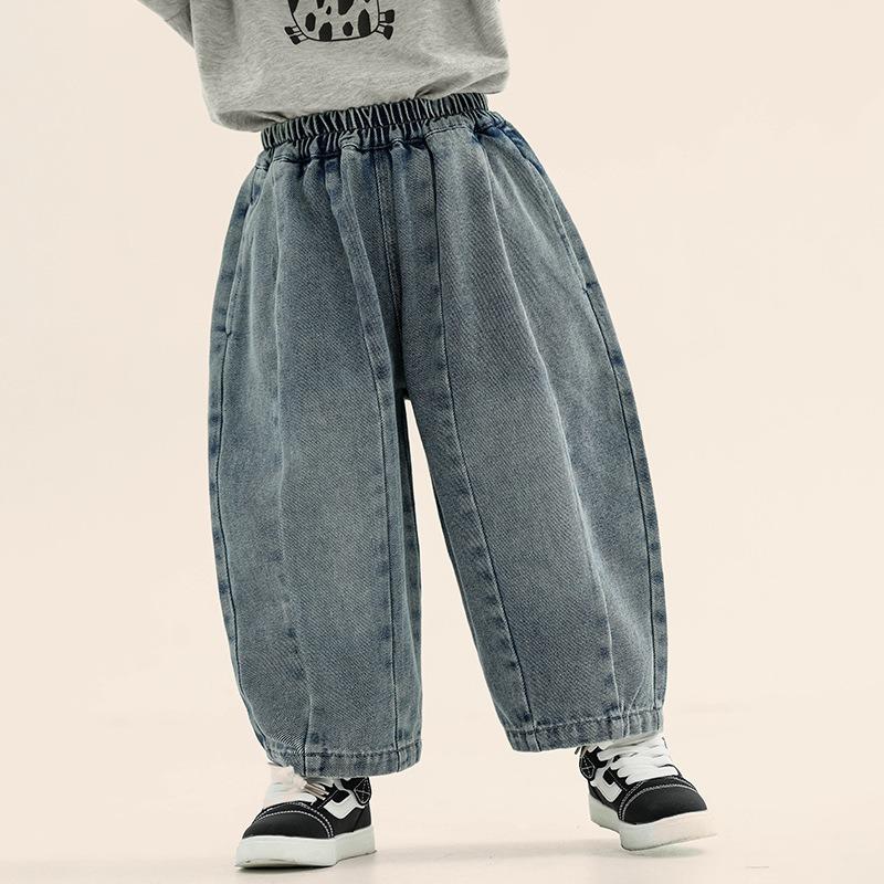 Boys Korean Style Patchwork Casual Denim Long Pants For Kids Spring Autumn