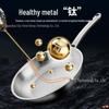 Titanium Dragon Scale Hammer Pattern Flat Bottom Wok with Square Handle, No Coating, Less Oil Smoke, Stainless Steel Steak Frying Pan.