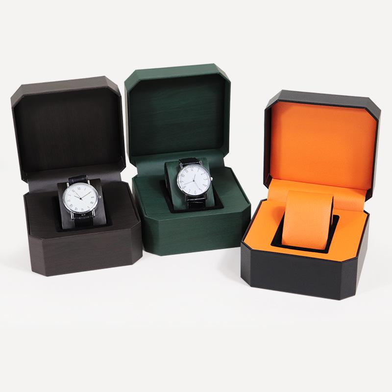 Octagonal PU Leather Flip-Top Watch Box for Wristwatches and Jewelry