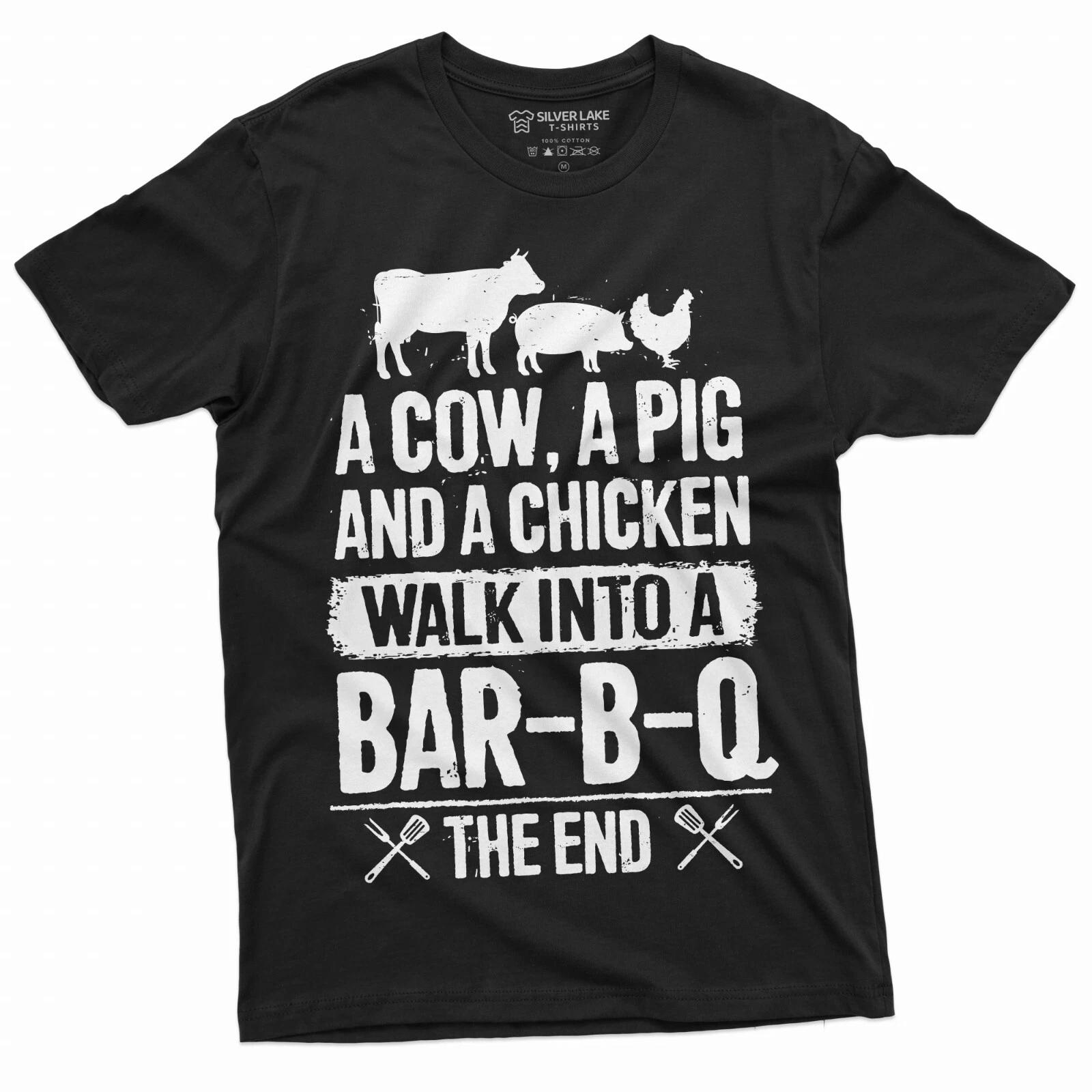 BBQ T-shirt Mens Funny BBQ Cow Pig Chicken Story Tee shirt Dad grandpa Papa Gift XS