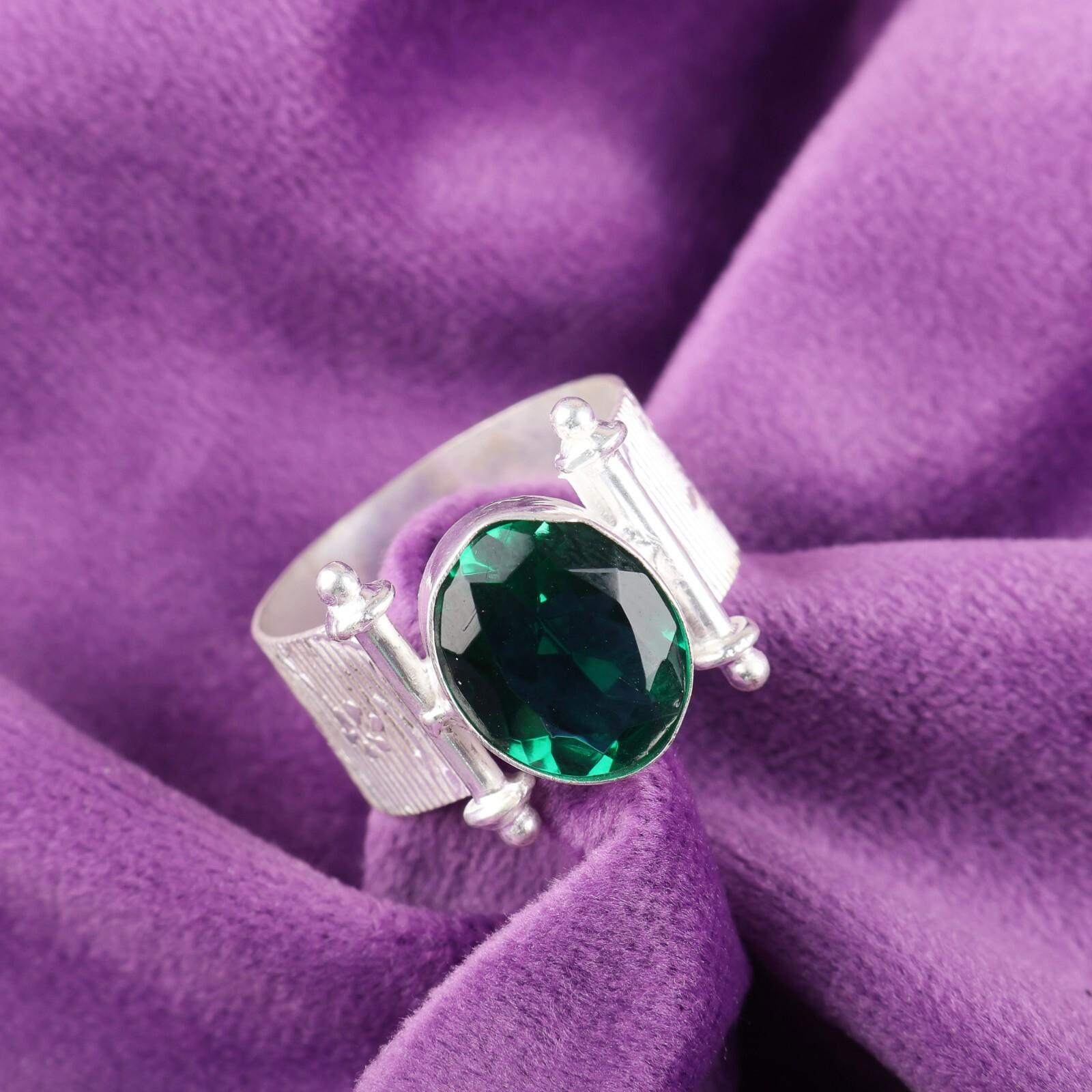 

Хромовый диопсид Драгоценный камень Серебро 925 пробы Подарок Ювелирные изделия Ручная работа Обручальное кольцо RR-22-7 8