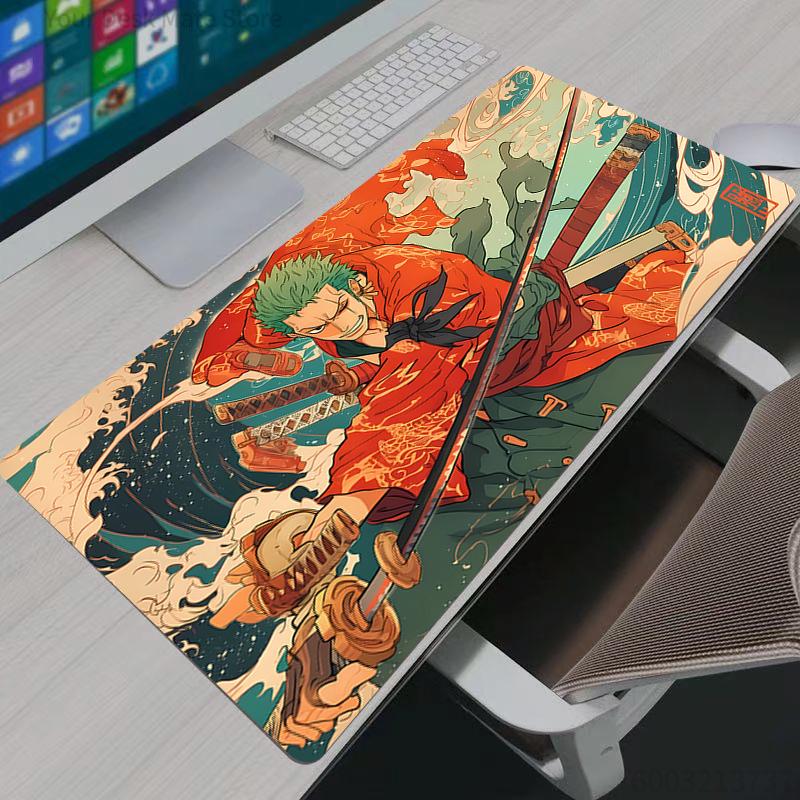 Mouse Pads Anime Gaming Accessories Mousepad Large Carpet Gamer PC Computer Keyboard Desk Mat Mausepad One Piece Zoro