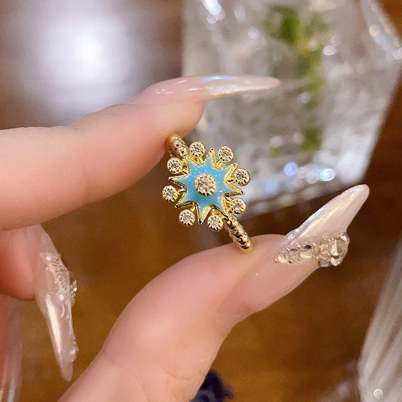 Niche Design Feeling Plated 14K High-End Sense Light Luxury Open Ring Zircon French Bee Fashion Ring Women Adjustable opening