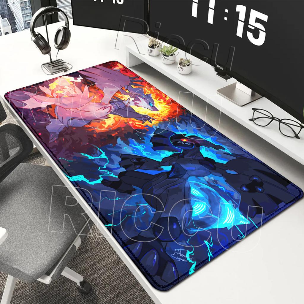 Pokemon Zekrom Reshiram Mouse Pad Anime Gaming Large Playmat Laptop Gamer PC Keyboard Accessorie HD printing LockEdge Rubber Rug