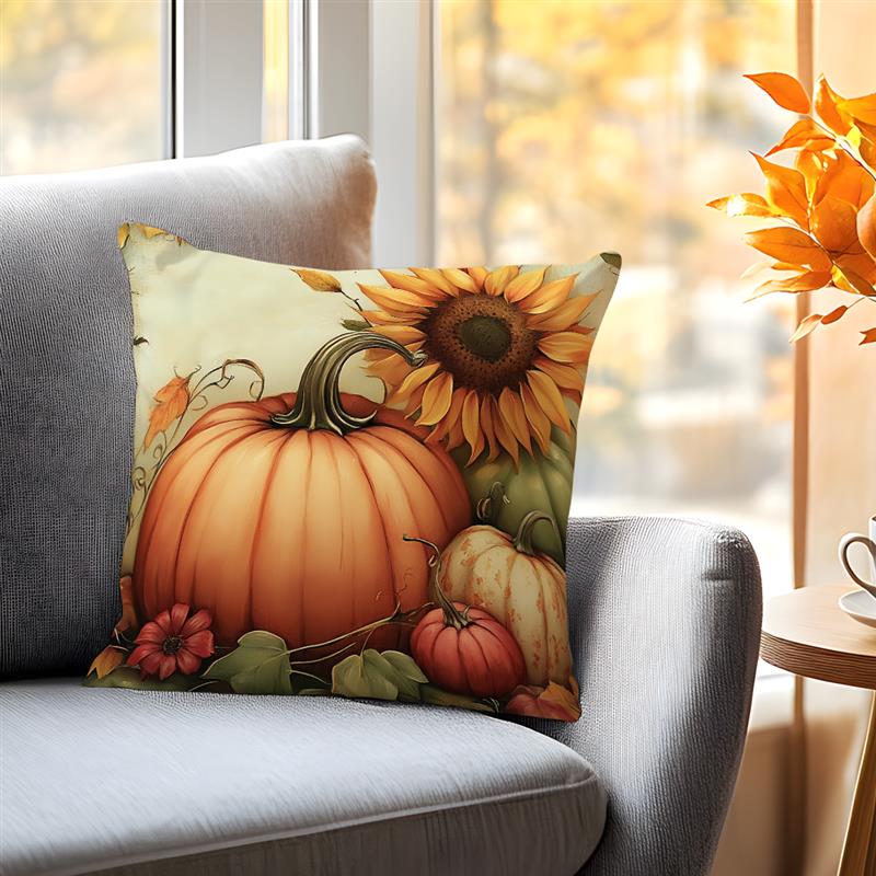 Cuscini Decorativi Raccolta Autunnale Zucca Retro Federe Cuscino Copricuscino Girasole Cuscino da Lancio Copricuscino Divano Decor