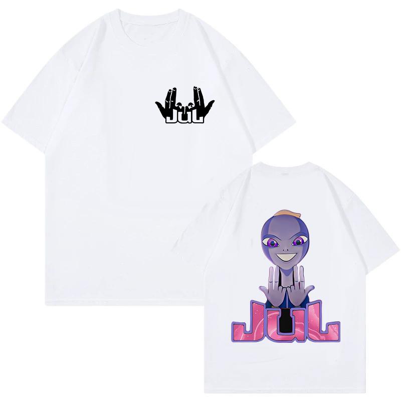 Rapper Jul Gesture Logo Printed Tshirt Unisex and Women Summer Cotton Y2K Clothing Hip Hop Fashion Short Sleeve Tops Streetwear